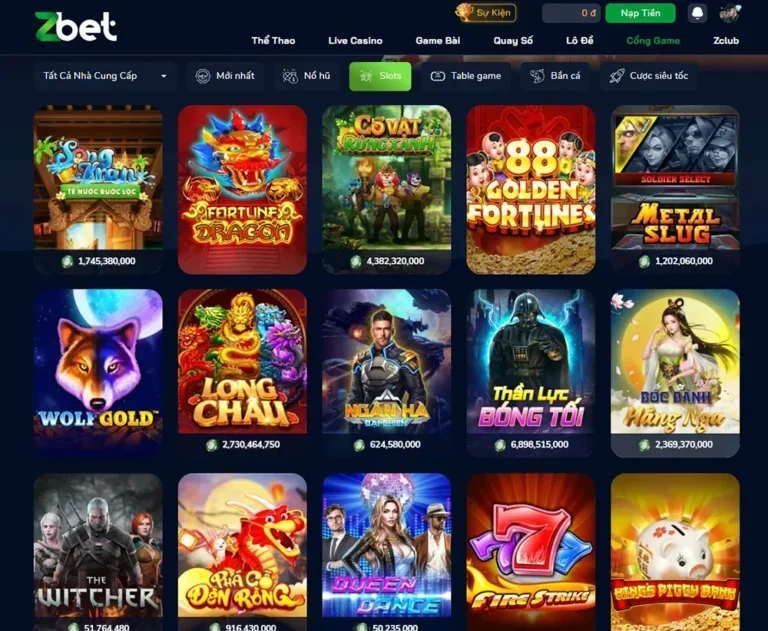 Một số sản phẩm trò chơi khác có tại Zbet